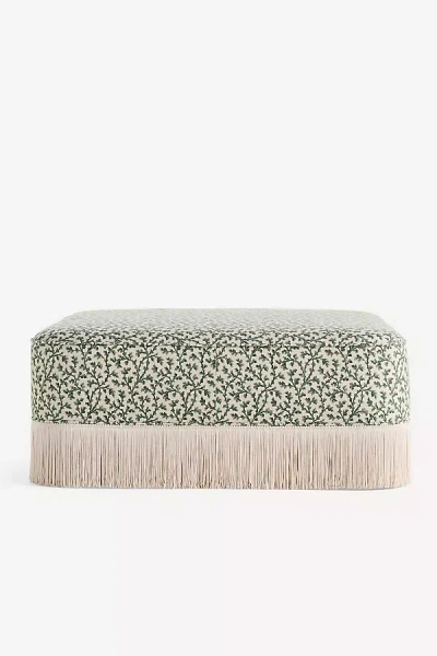 Anthropologie Sinclair Irena Fringe Ottoman In Green