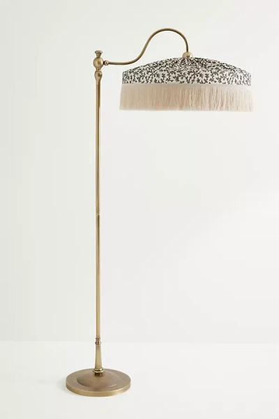 Anthropologie Sinclair Tassel-fringed Linen Floor Lamp In Brown