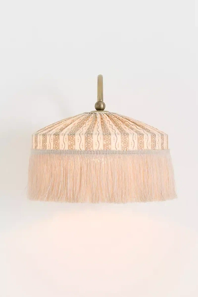 Anthropologie Sinclair Tassel-fringed Linen Sconce In Pink