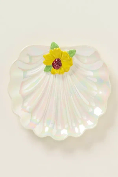 Anthropologie Sirena Stoneware Oyster Canape Plate In White