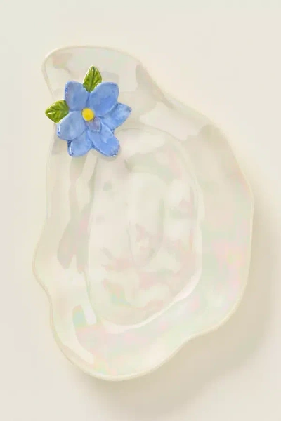 Anthropologie Sirena Stoneware Oyster Canape Plate In Transparent