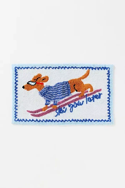 Anthropologie Ski You Later Tufted Bath Mat In Blue