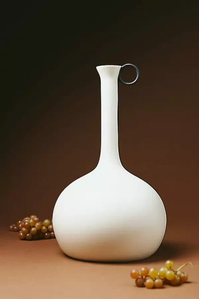 Anthropologie Skinny Striped Vase In White