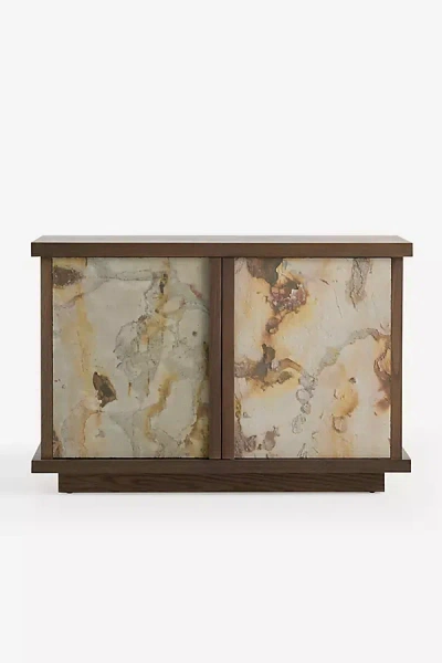 Anthropologie Slate Oak Wood Entryway Cabinet In Brown