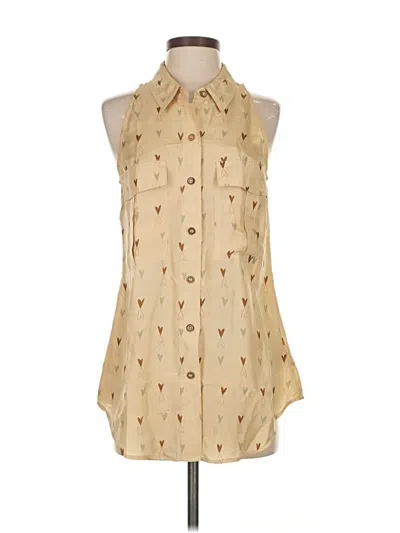 Pre-owned Anthropologie Sleeveless Button Down Shirt In Gold