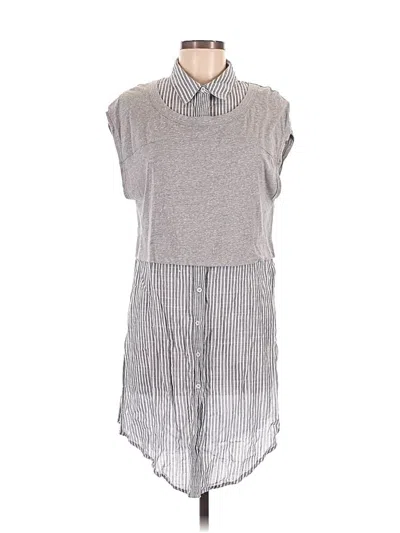 Pre-owned Anthropologie Sleeveless Button Down Shirt In Gray
