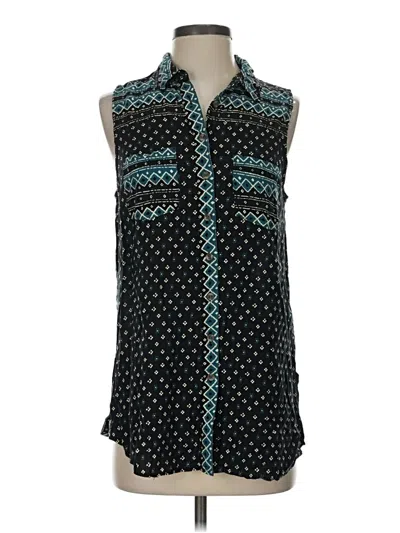 Pre-owned Anthropologie Sleeveless Button Down Shirt In Teal