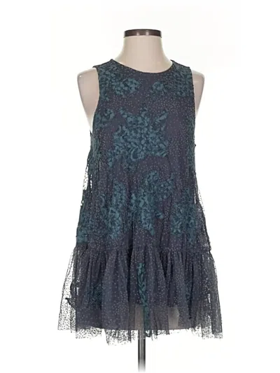 Anthropologie Sleeveless Top Teal Mock Neckline Tops In Blue