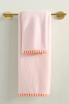 Anthropologie Sloane Stripe Trim Soft Cotton Hand Towel In Pink