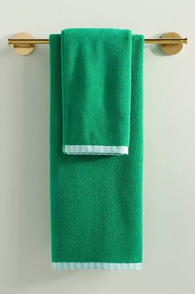 Anthropologie Sloane Stripe Trim Soft Cotton Hand Towel In Animal Print