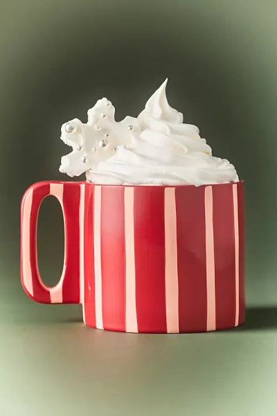 Anthropologie Sloane Striped Stoneware Mug In Red
