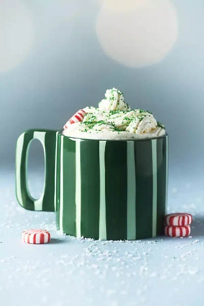 Anthropologie Sloane Striped Stoneware Mug In Green