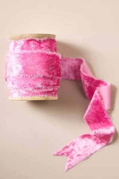 Anthropologie Small Velvet Ribbon In Pink