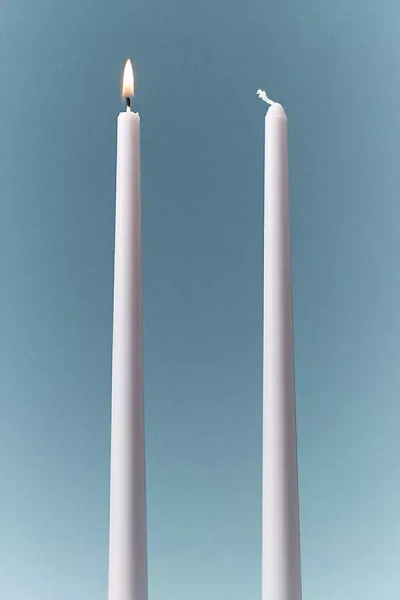Anthropologie Smooth Taper Candle In White