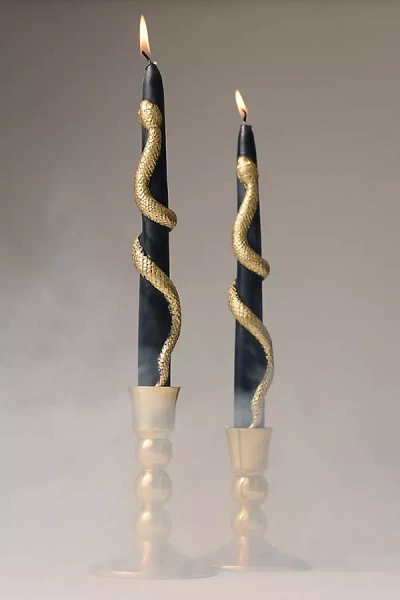 Anthropologie Snake Taper Candles, Set Of 2 In Black