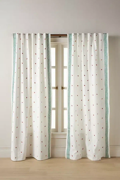 Anthropologie Sola Hand-embroidered Curtain In White