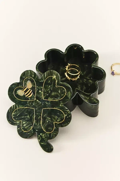 Anthropologie Solar Eclipse Clover Trinket Box In Green