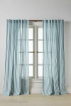 Anthropologie Solenne Cotton Jacquard Scalloped Stripe Curtain In Green