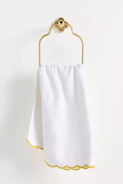Anthropologie Solid Cotton Scallop Edge Hand Towels In White