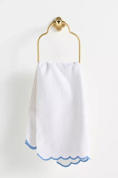 Anthropologie Solid Cotton Scallop Edge Hand Towels In White
