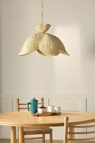 Anthropologie Solie Woven Wicker Pendant Light In Brown