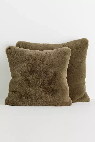 Anthropologie Sophie Faux Fur Pillow In Green