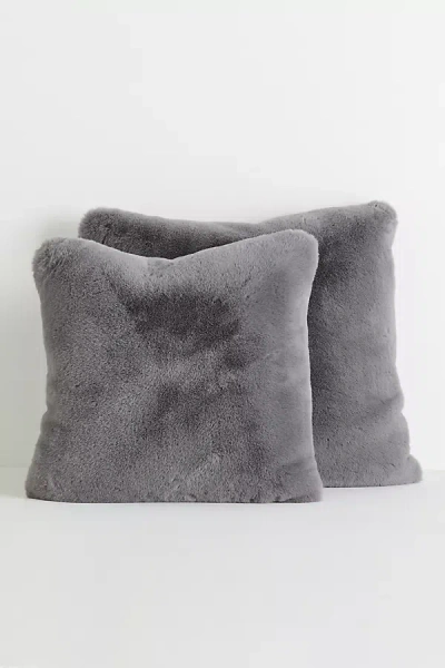 Anthropologie Sophie Faux Fur Pillow In Gray