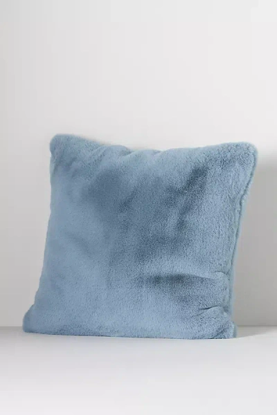 Anthropologie Sophie Faux Fur Pillow In Blue