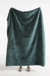 Anthropologie Sophie Faux Fur Throw Blanket In Green