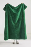 Anthropologie Sophie Faux Fur Throw Blanket In Green