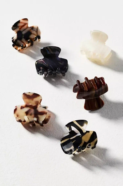 Anthropologie Speckled Mini Hair Clip Set In Black