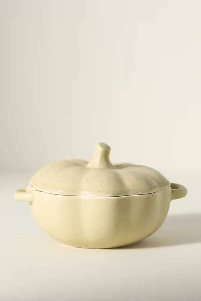 Anthropologie Speckled Stoneware Pumpkin Cocotte In Neutral