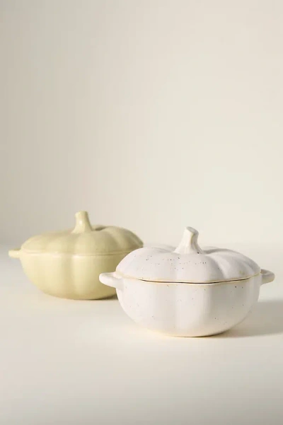 Anthropologie Speckled Stoneware Pumpkin Cocotte In Neutral