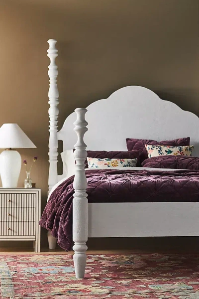 Anthropologie Spindle Four-poster Bed In White