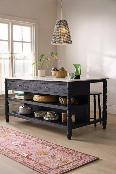 Anthropologie Spindle Marble-top Kitchen Island