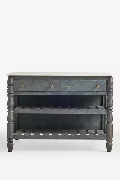 Anthropologie Spindle Marble-top Kitchen Island In Black