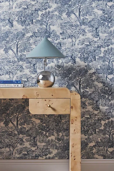 Anthropologie Spinney Toile Wallpaper In Blue