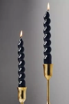 Anthropologie High Shine Spiral Taper Candles, Set Of 2 In Black
