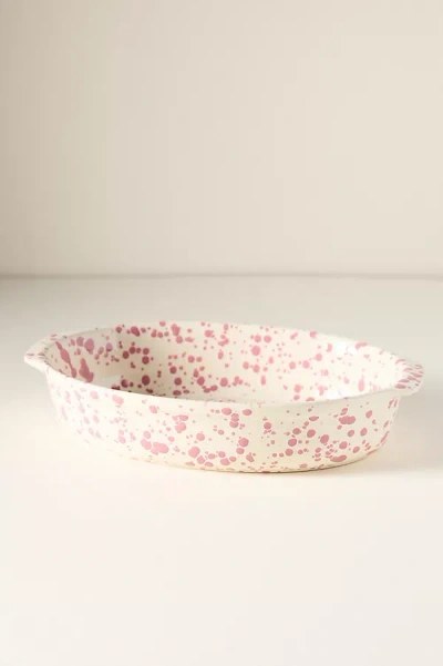 Anthropologie Splatter Portuguese Stoneware Oval Baking Dish