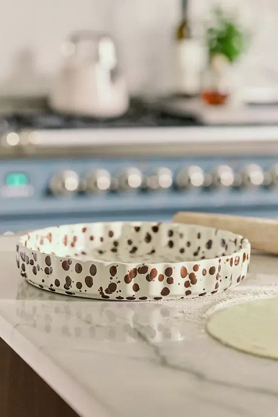 Anthropologie Splatter Portuguese Stoneware Pie Dish