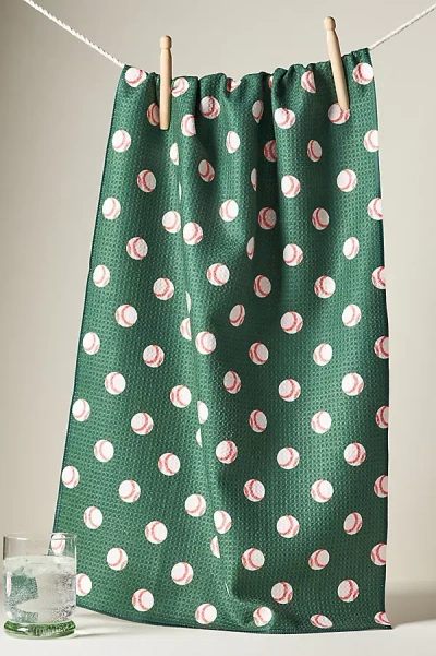 Anthropologie Sporty Geometric Dish Towel In Green