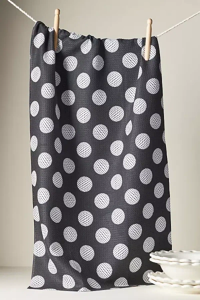 Anthropologie Sporty Geometric Dish Towel In Black