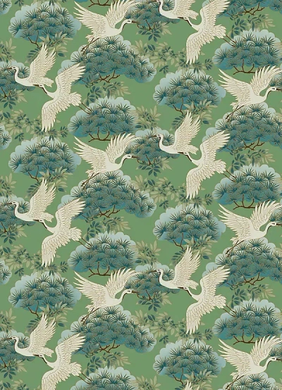 Anthropologie Sprig And Heron Black Floral Wallpaper