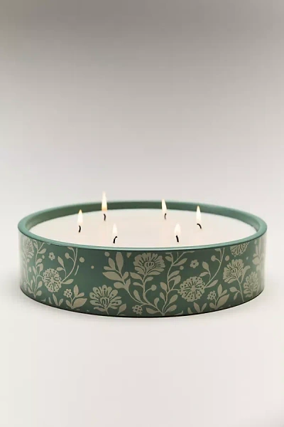 Anthropologie Spring Cottage Fresh Cotton Blossom & Neroli Ceramic Decorator Candle In Green