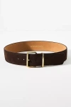 Anthropologie Square-buckle Suede Belt In Black