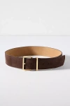 Anthropologie Square-buckle Suede Belt In Brown