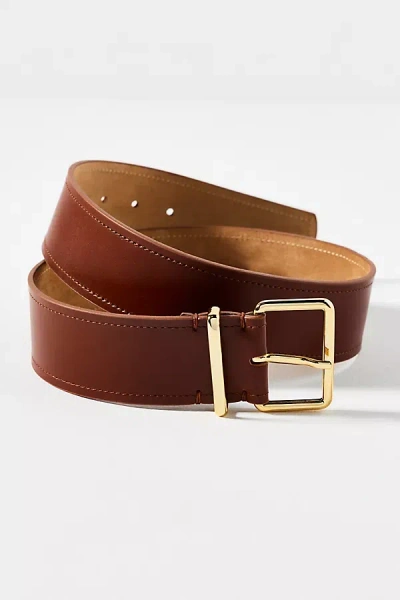 Anthropologie Square-buckle Suede Belt In Brown