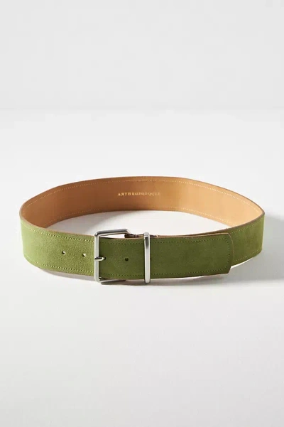Anthropologie Square-buckle Suede Belt In Green