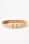 Anthropologie Square-buckle Suede Belt In White