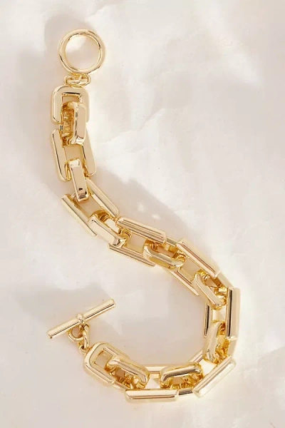 Anthropologie Square-chain Chunky T-bar Bracelet In Gold